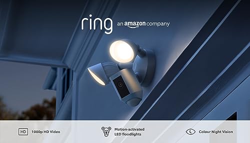 Ring Floodlight Cam Wired Plus – 1080p HD Outdoor Security Camera | White