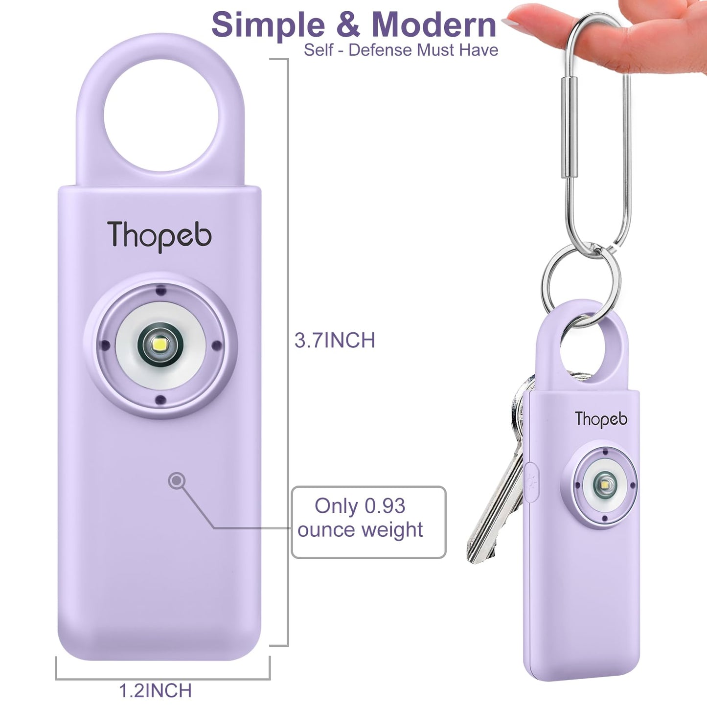 Self Defense Siren–Rechargeable–Personal Safety Alarm for Women–130dB Siren, Strobe SOS LED Light. Helps Elders & Kids Emergency Call (Orchid), Rechargeable-purple