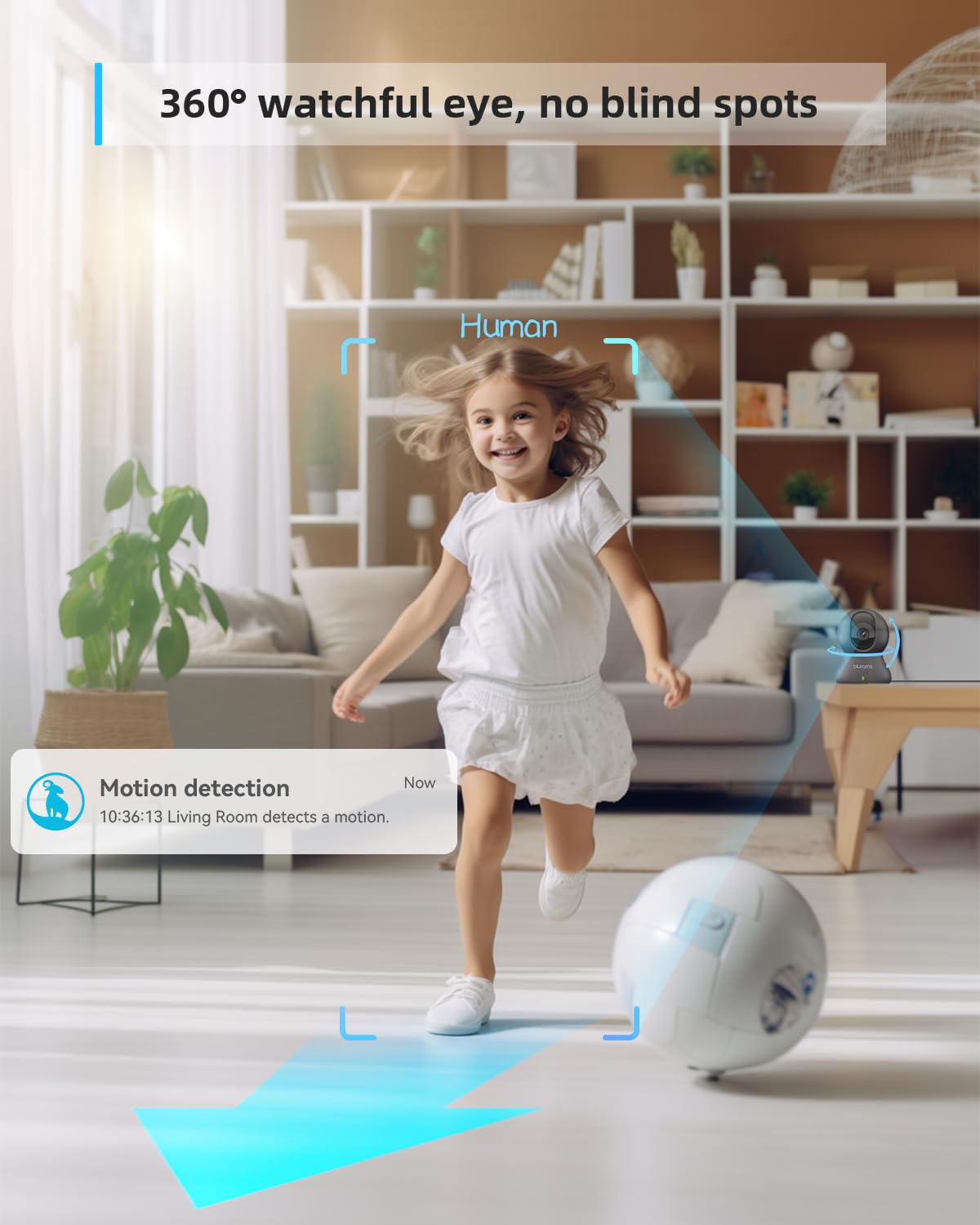 Pet Camera 2K, Indoor Camera, Dog Camera, 360° Home Security Camera, Night Vision, Motion Tracking, 2-Way Talk, Cloud&SD, APP Control, Works with Alexa