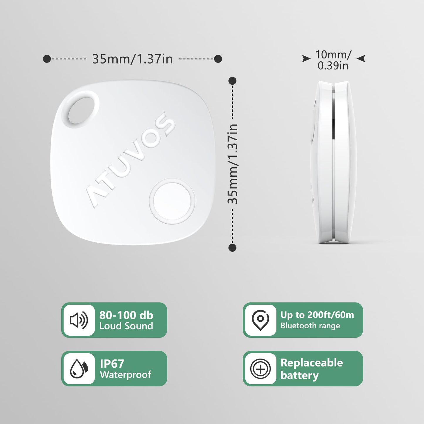 ATUVOS Smart Key Finder – Apple Find My, Waterproof, 1 Pack