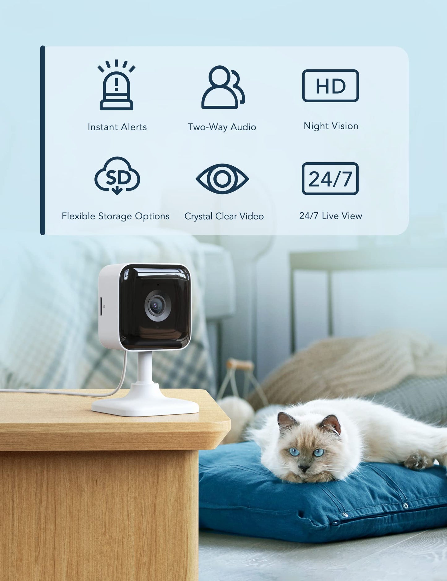 Indoor Security Camera 1080P, 2-Pack WiFi CCTV with Night Vision & 2-Way Audio