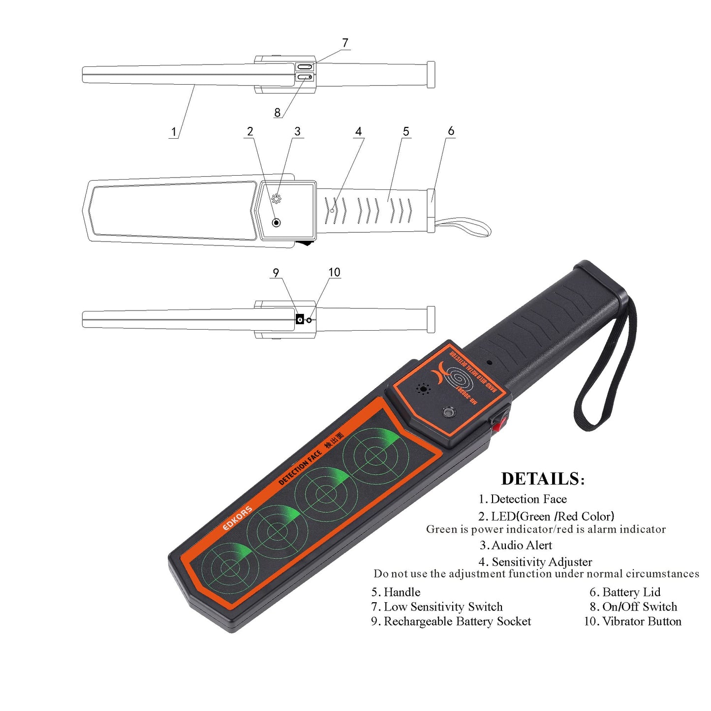 Handheld Metal Detector Wand – Portable Security Scanner