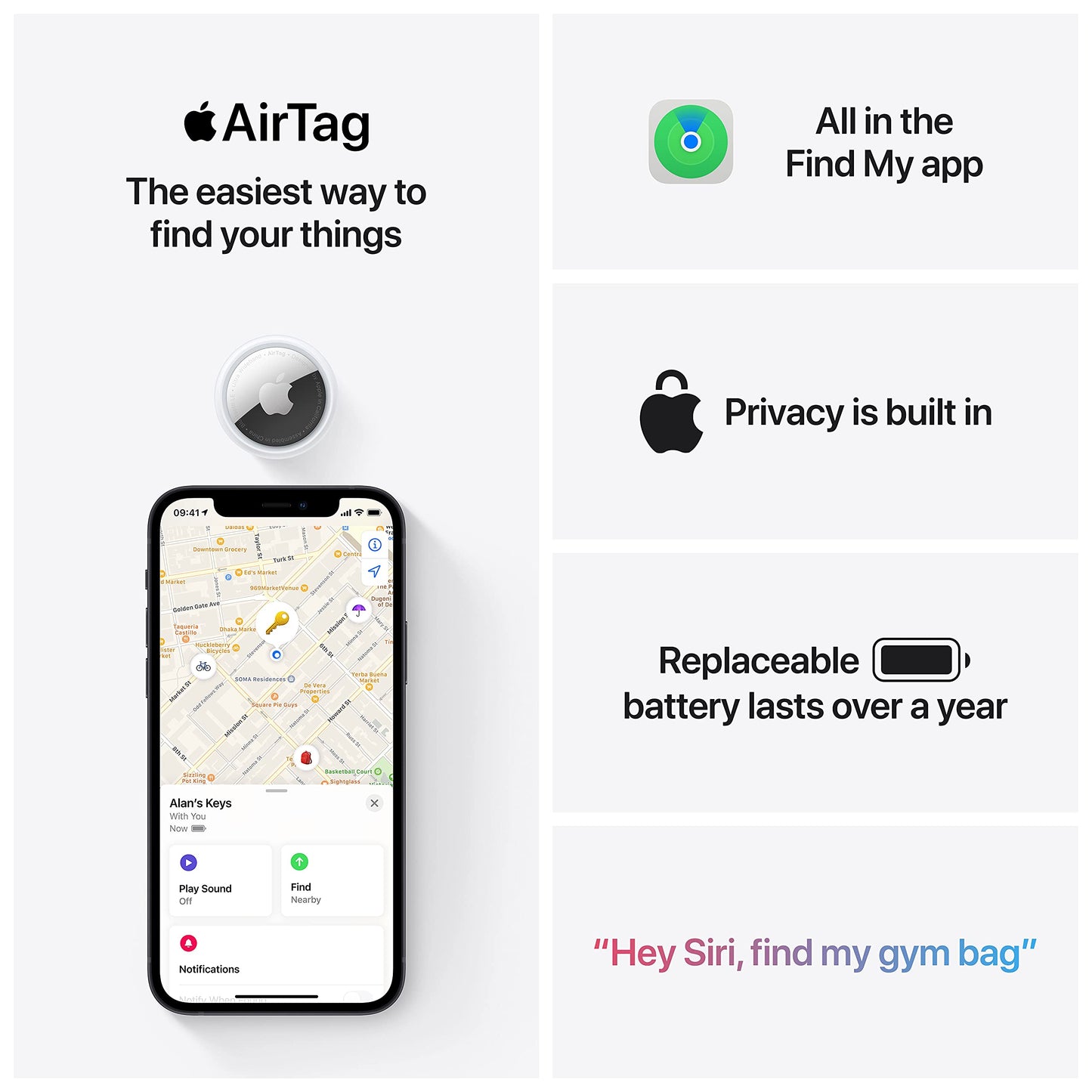 Apple AirTag 4 Pack – Item Tracker with Easy Setup