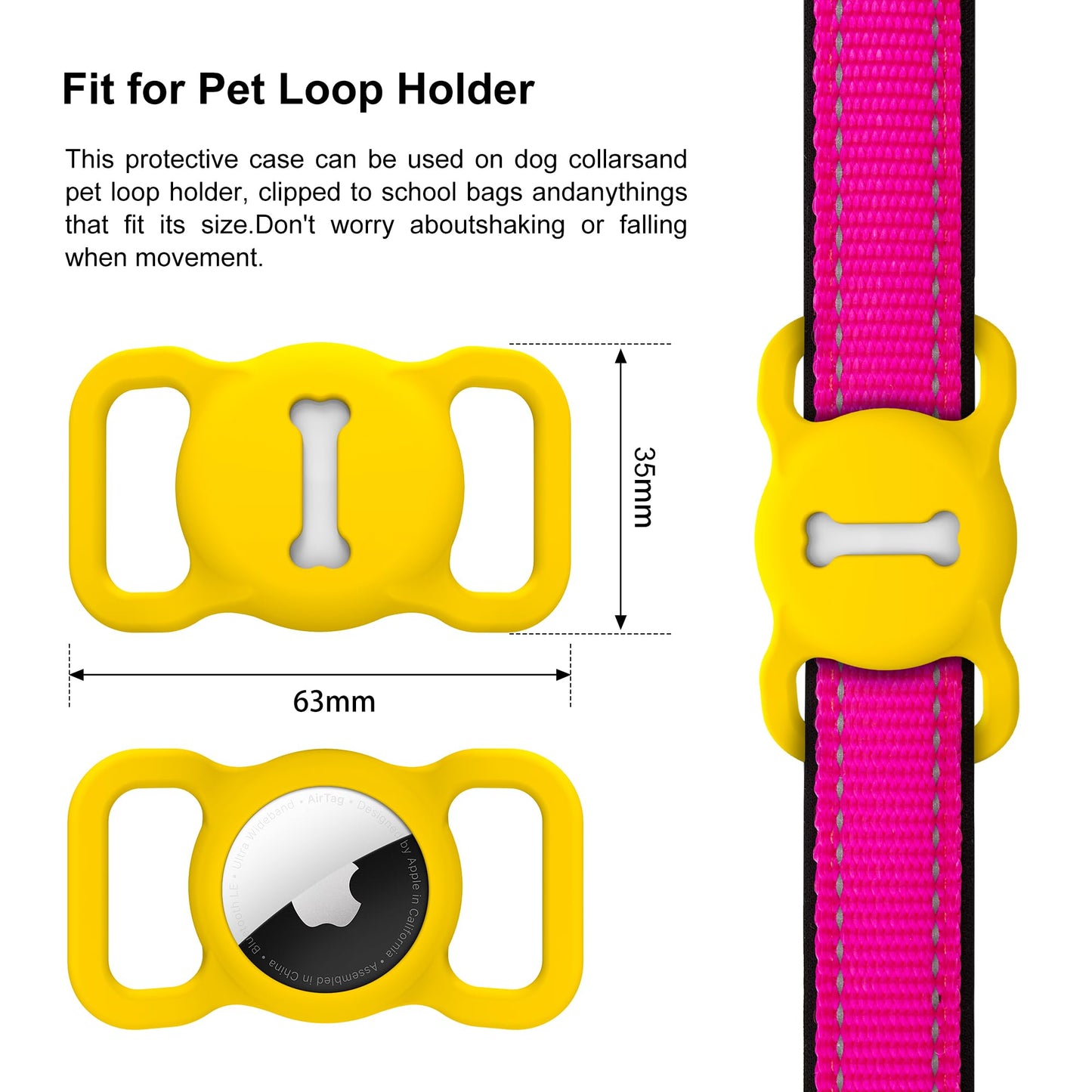 Yellow Dog Collar AirTag Holder – Waterproof & Lightweight