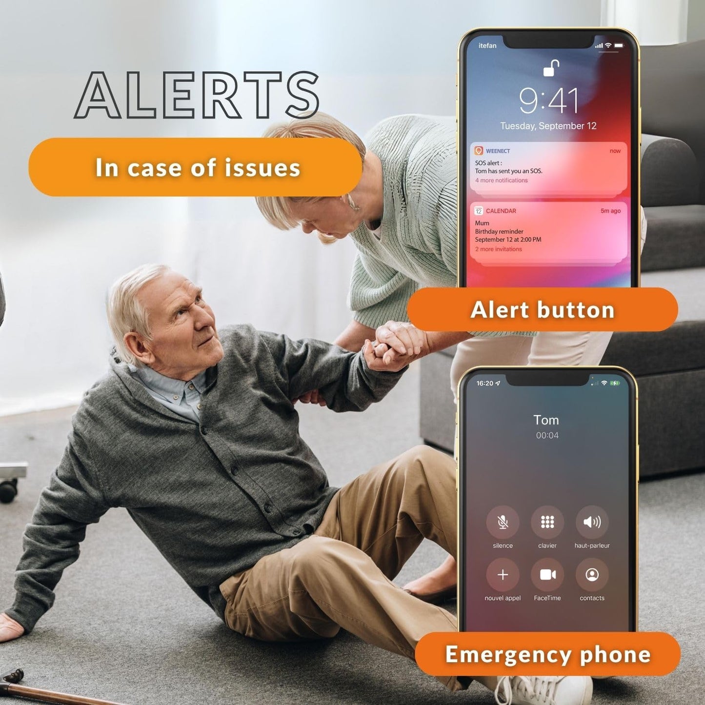 Weenect GPS Panic Button – Elderly, 7-Day Battery, SOS