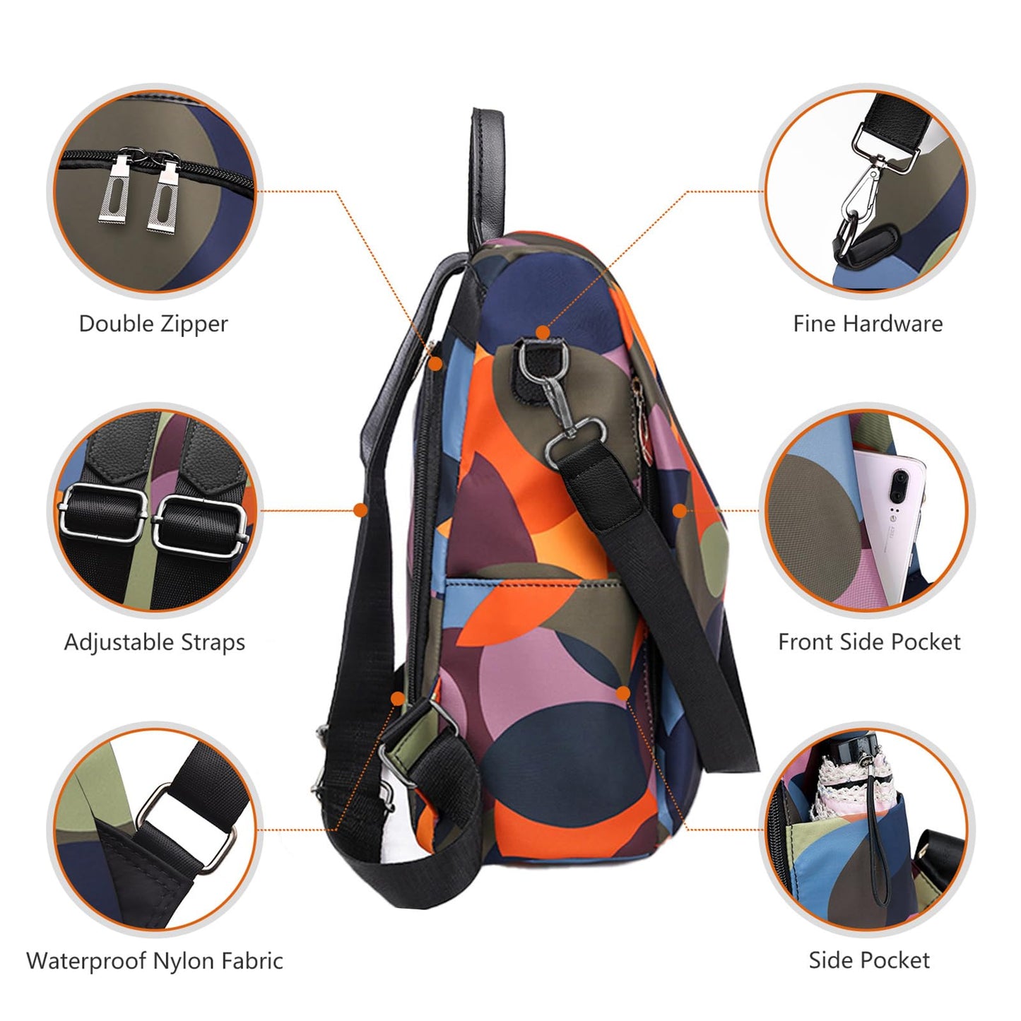 Women Backpack Ladies Rucksack Waterproof Nylon School bags Anti-theft Daypack Shoulder Bags