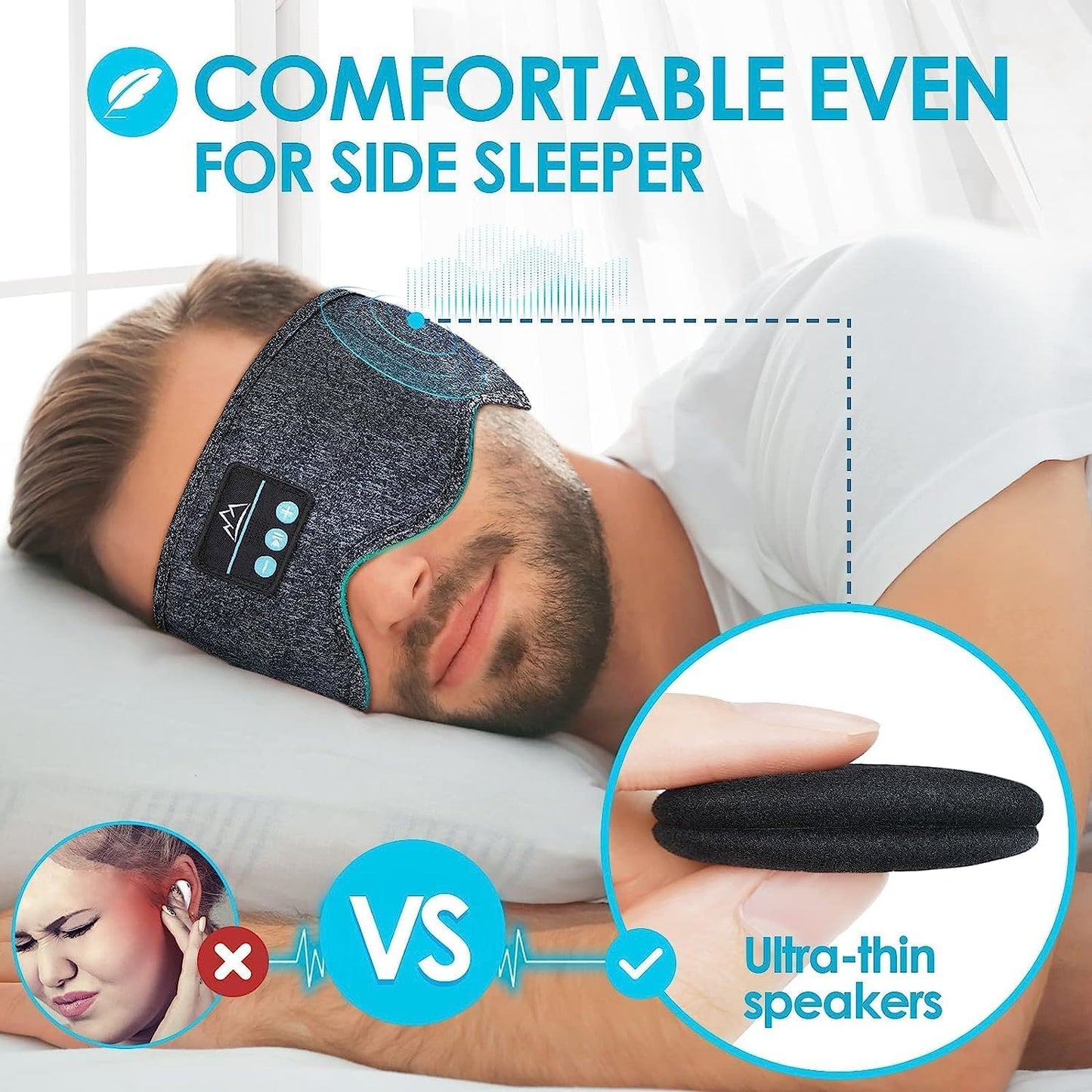 Sleep Headphones Gifts for Women Men: Snoozeband Sleep Headphones Headband Bluetooth Sleep Mask Headphones, Cool Mens Gadgets for Teenage Boys Mens Gifts for Christmas Stocking Fillers for Men Women