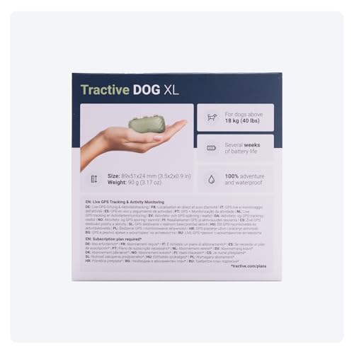 XL GPS Dog Tracker, Up To 1 Month Battery, Market leader, Worldwide real-time location tracking, Escape Alerts, Monitor Activity & Get Health Alerts