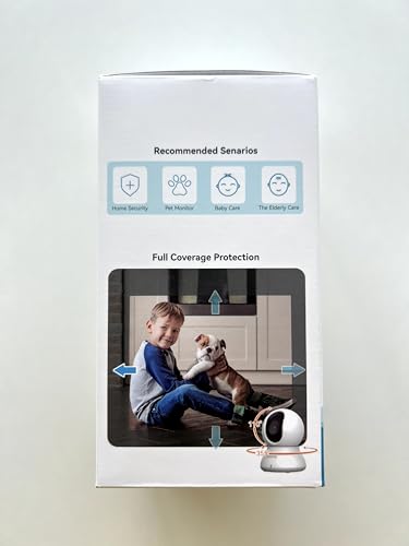 Pet Camera 2K, Indoor Cameras, Dog Camera, 360° Home Security Cameras, Color Night Vision, Motion Tracking, 2-Way Talk, Cloud&SD, APP Control, Works with Alexa