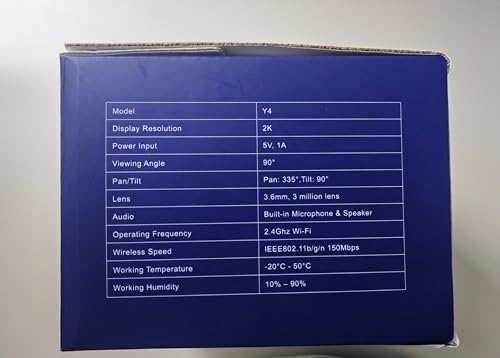 2K Outdoor WiFi Security Camera, 360° Pan-Tilt, Night Vision (Y4)