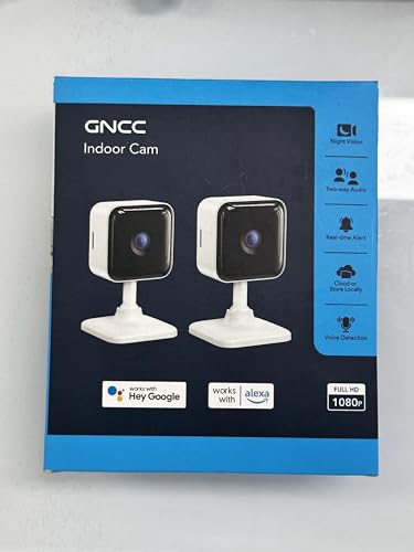 Indoor Security Camera 1080P, 2-Pack WiFi CCTV with Night Vision & 2-Way Audio