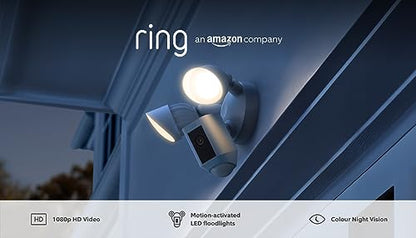 Ring Floodlight Cam Wired Plus – 1080p HD Outdoor Security Camera | White