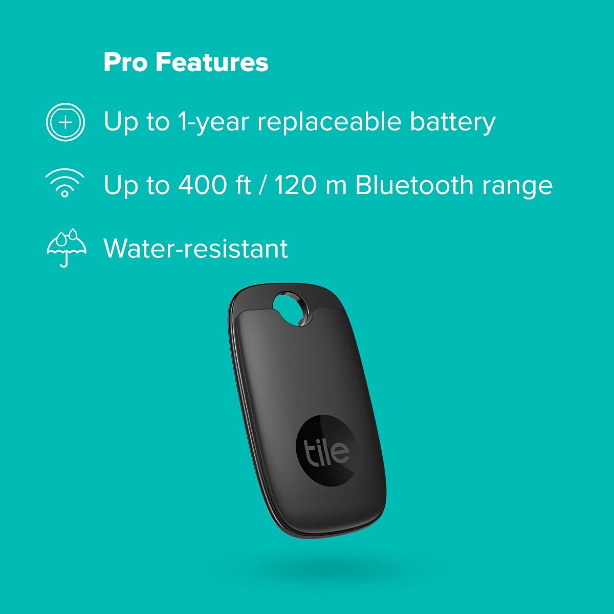 Tile Pro Bluetooth Finder – 120m Range, Smart Home, 1 Pack