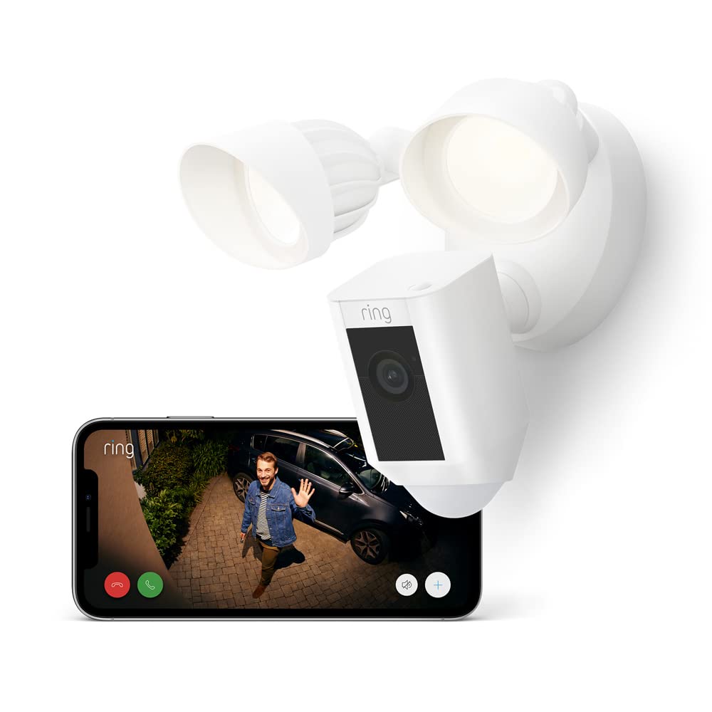 Ring Floodlight Cam Wired Plus – 1080p HD Outdoor Security Camera | White