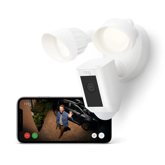 Ring Floodlight Cam Wired Plus – 1080p HD Outdoor Security Camera | White