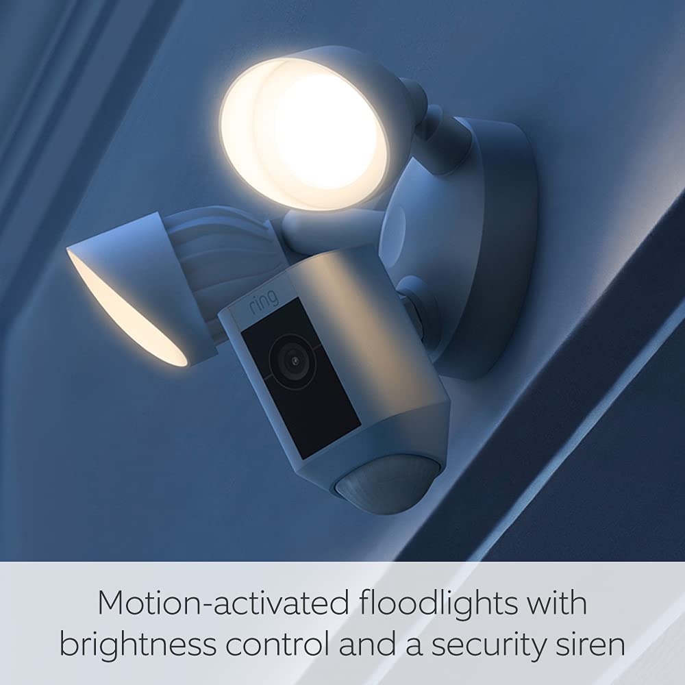 Ring Floodlight Cam Wired Plus – 1080p HD Outdoor Security Camera | White