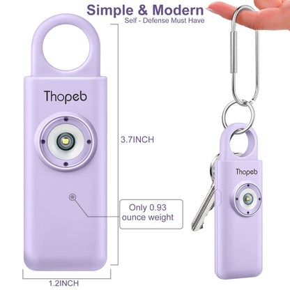 Self Defense Siren–Rechargeable–Personal Safety Alarm for Women–130dB Siren, Strobe SOS LED Light. Helps Elders & Kids Emergency Call (Orchid), Rechargeable-purple