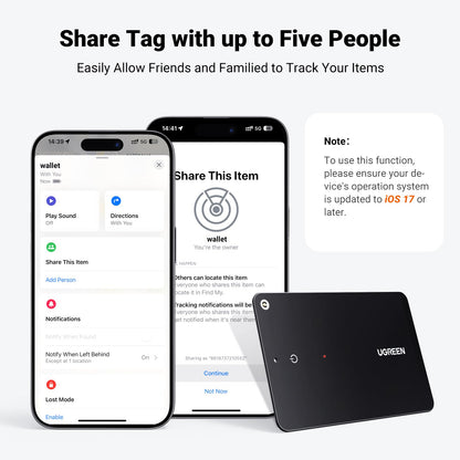 FineTrack Slim Wallet Tracker, 1.7mm Ultra-Slim, Rechargeable Battery, Smart Finder Compatible with Apple Find My (iOS only), IP68 Waterproof, Bluetooth Card for Wallet, Passports, Luggage