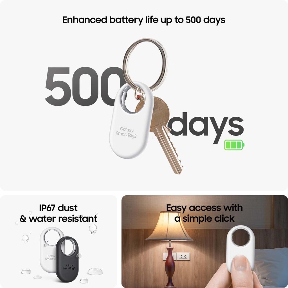 SmartTag2 Bluetooth Tracker (1 Pack), Compass View AR, Find Lost Mode, Black