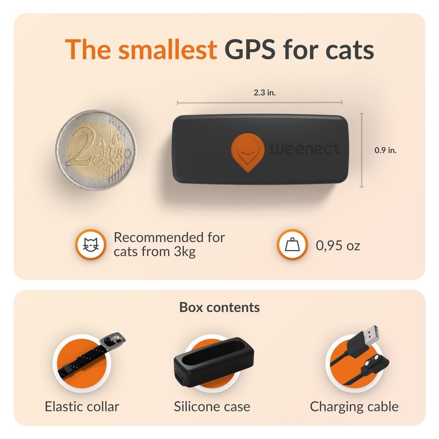 Weenect Cat XS – Mini Real-Time GPS Tracker with Collar