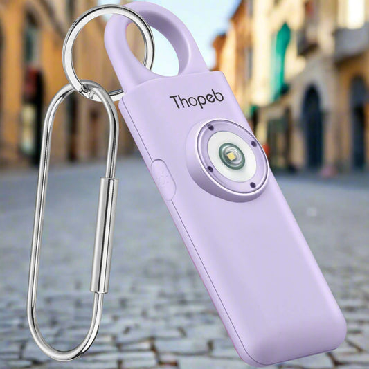 Self Defense Siren–Rechargeable–Personal Safety Alarm for Women–130dB Siren, Strobe SOS LED Light. Helps Elders & Kids Emergency Call (Orchid), Rechargeable-purple