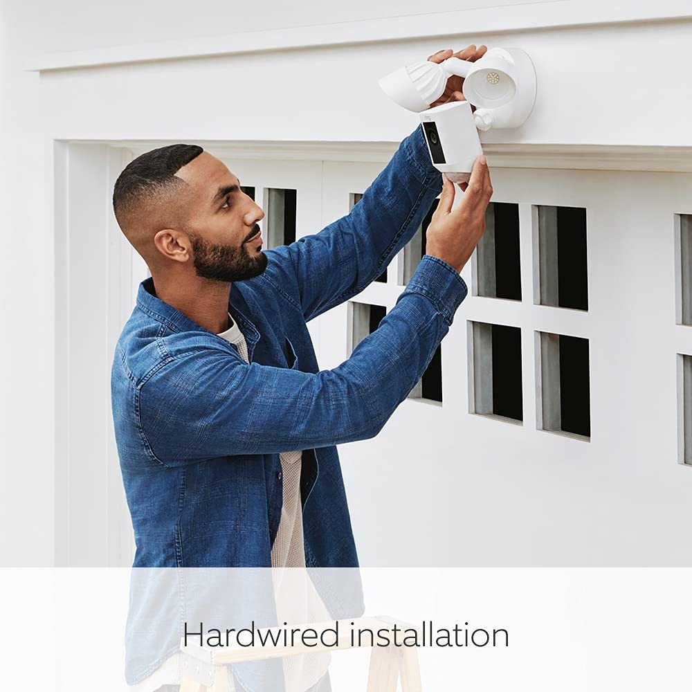 Ring Floodlight Cam Wired Plus – 1080p HD Outdoor Security Camera | White
