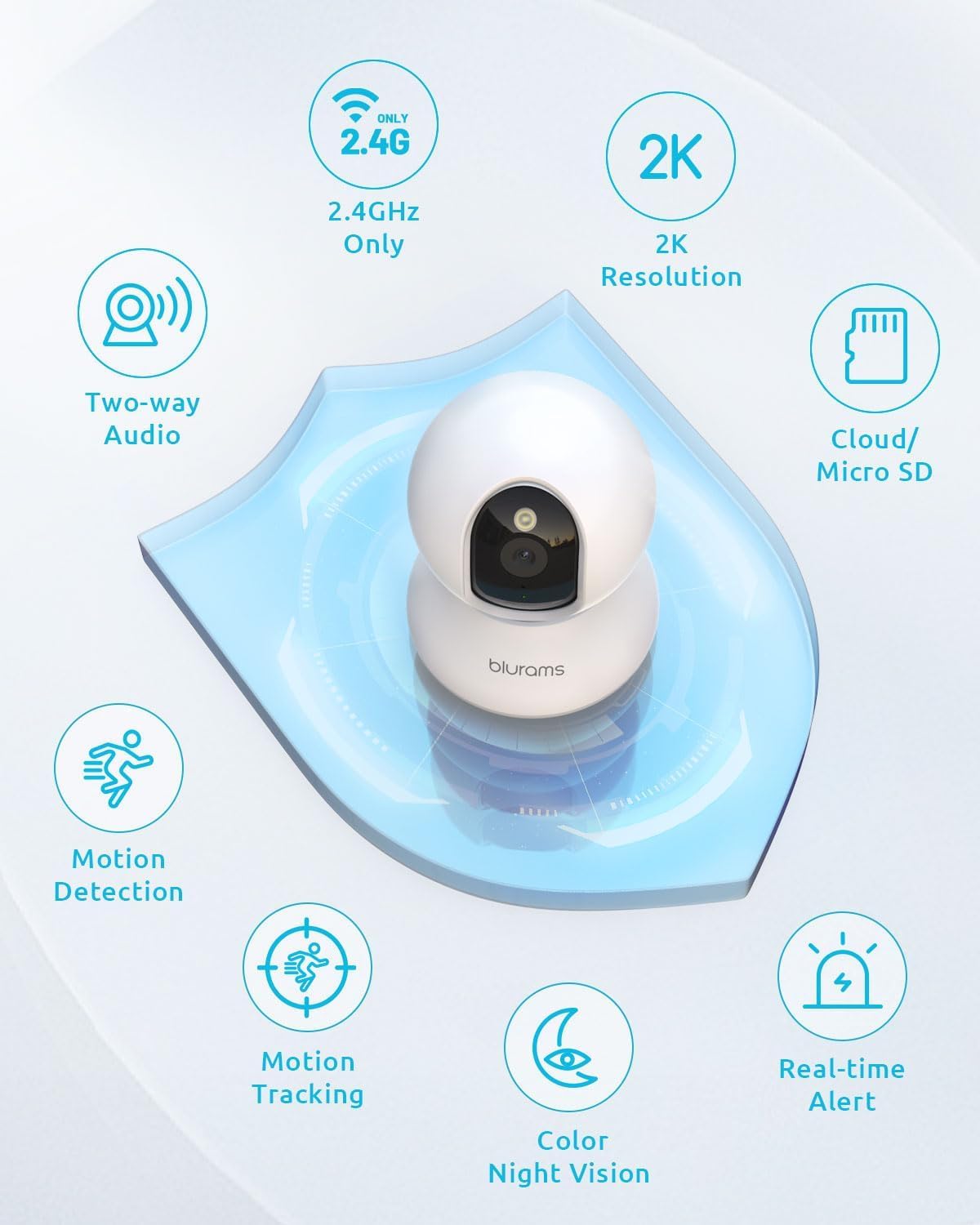 Pet Camera 2K, Indoor Cameras, Dog Camera, 360° Home Security Cameras, Color Night Vision, Motion Tracking, 2-Way Talk, Cloud&SD, APP Control, Works with Alexa