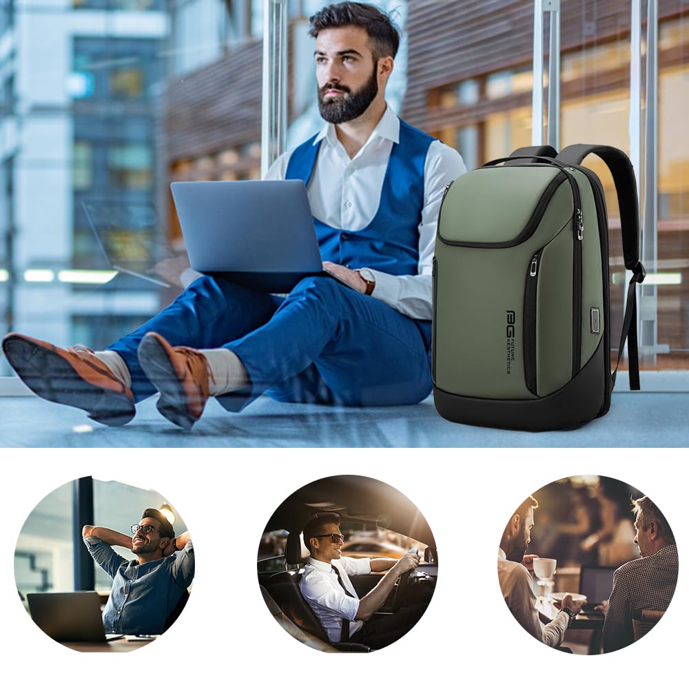 BANGE Business Laptop Backpack 15.6" USB Waterproof Green