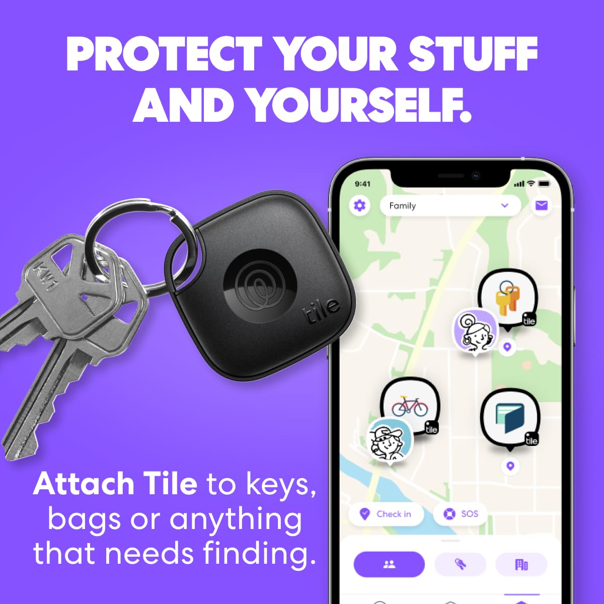 Tile Mate (2024) Bluetooth Tracker – Key Finder, Aqua Lemon