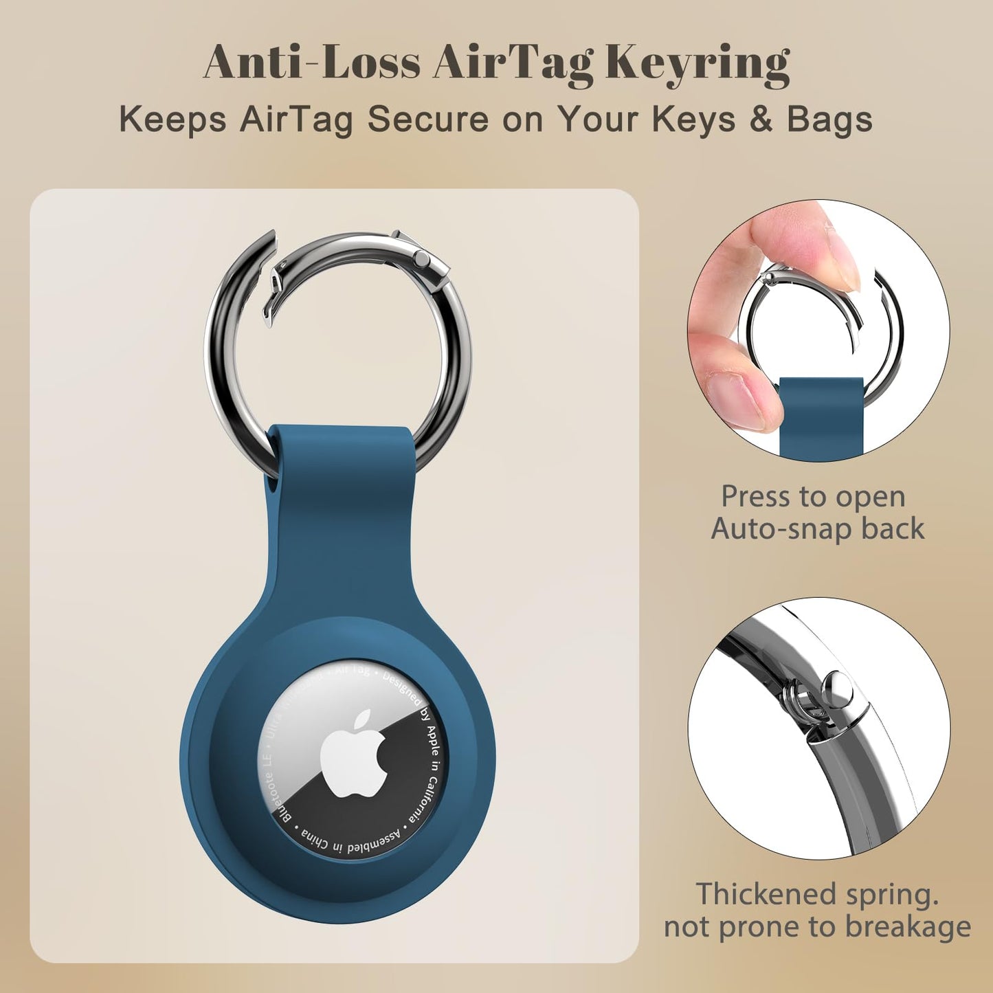 [5-Pack] AirTag Keyring Holder – Silicone, Anti-Lost