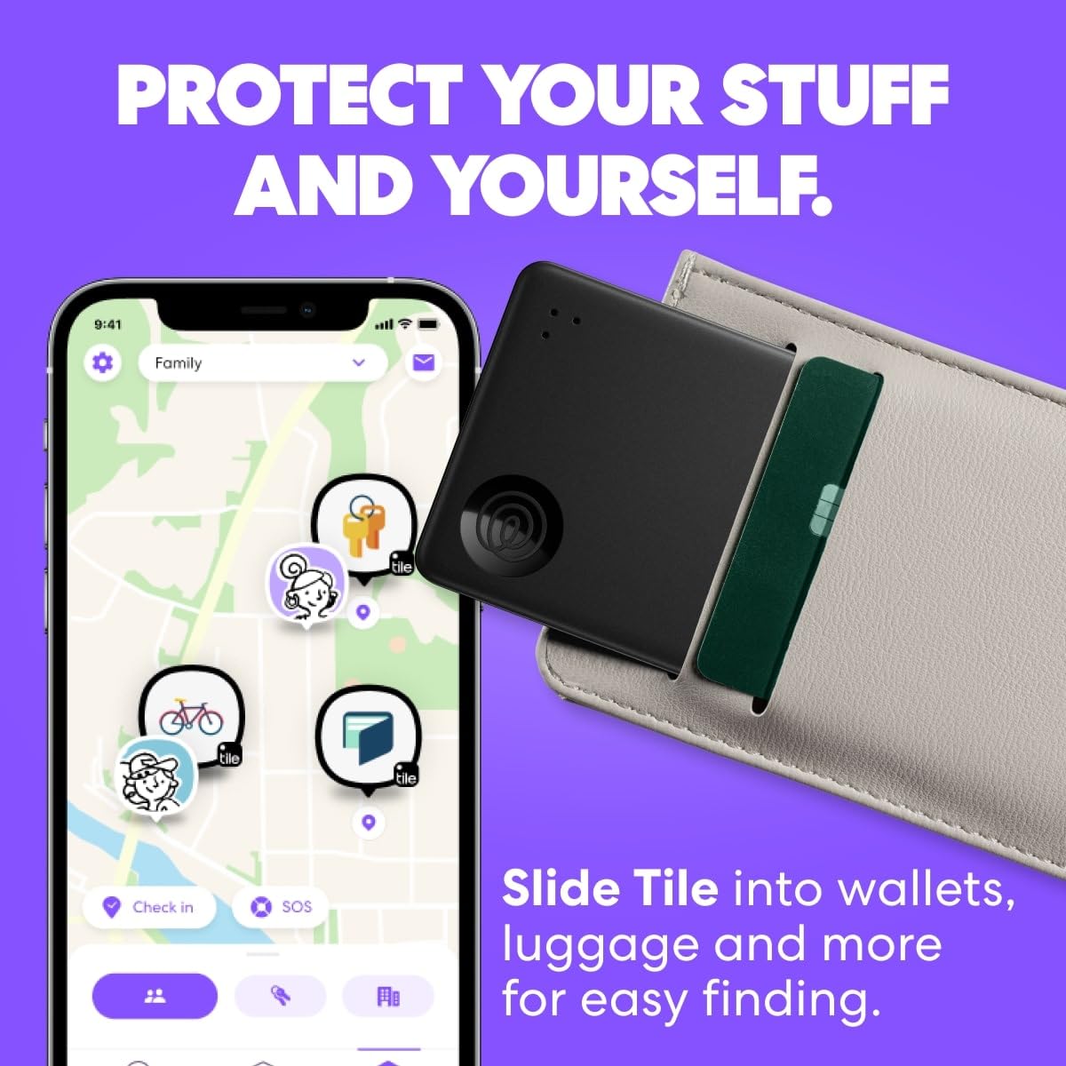 Tile Slim 2024 – Wallet & Luggage Bluetooth Tracker, Black