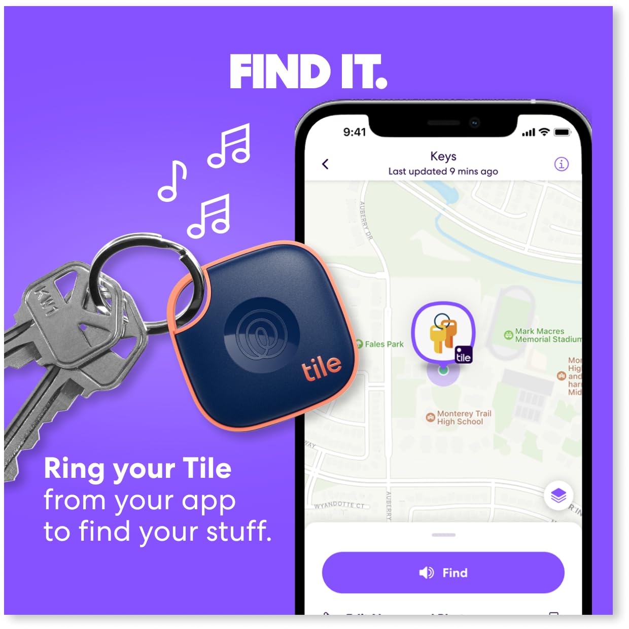Tile Mate (2024) Bluetooth Tracker – Key Finder, Aqua Lemon