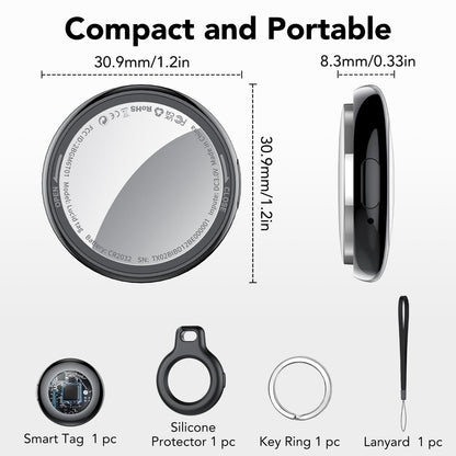 Tag Bluetooth Item Finder-4 Pack, Compatible with Apple Find My APP (iOS Only), 100dB Beep, Smart Tag Replaceable Battery, air tag and Locator for Keys/Luggage/Bags/Wallets etc., Black