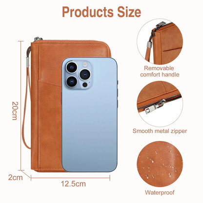 Brown RFID Passport & Travel Wallet