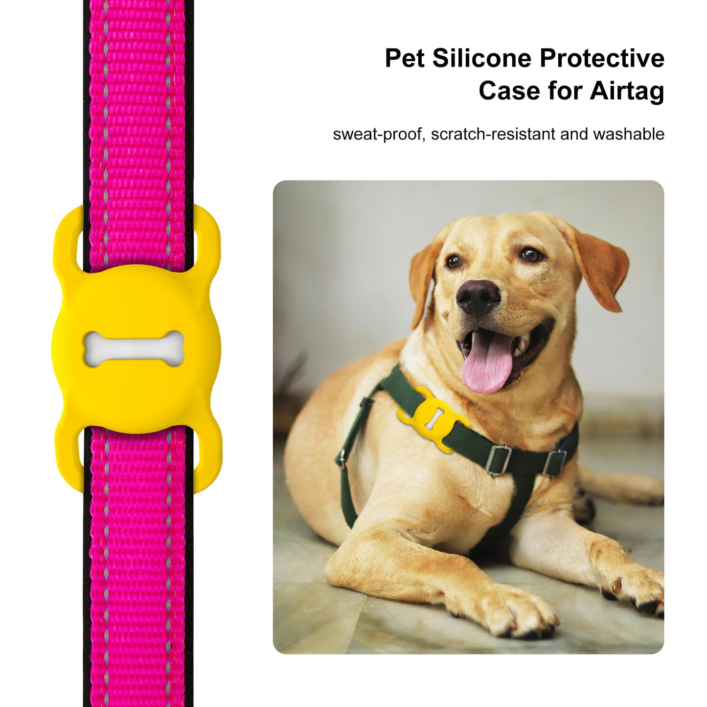 Yellow Dog Collar AirTag Holder – Waterproof & Lightweight