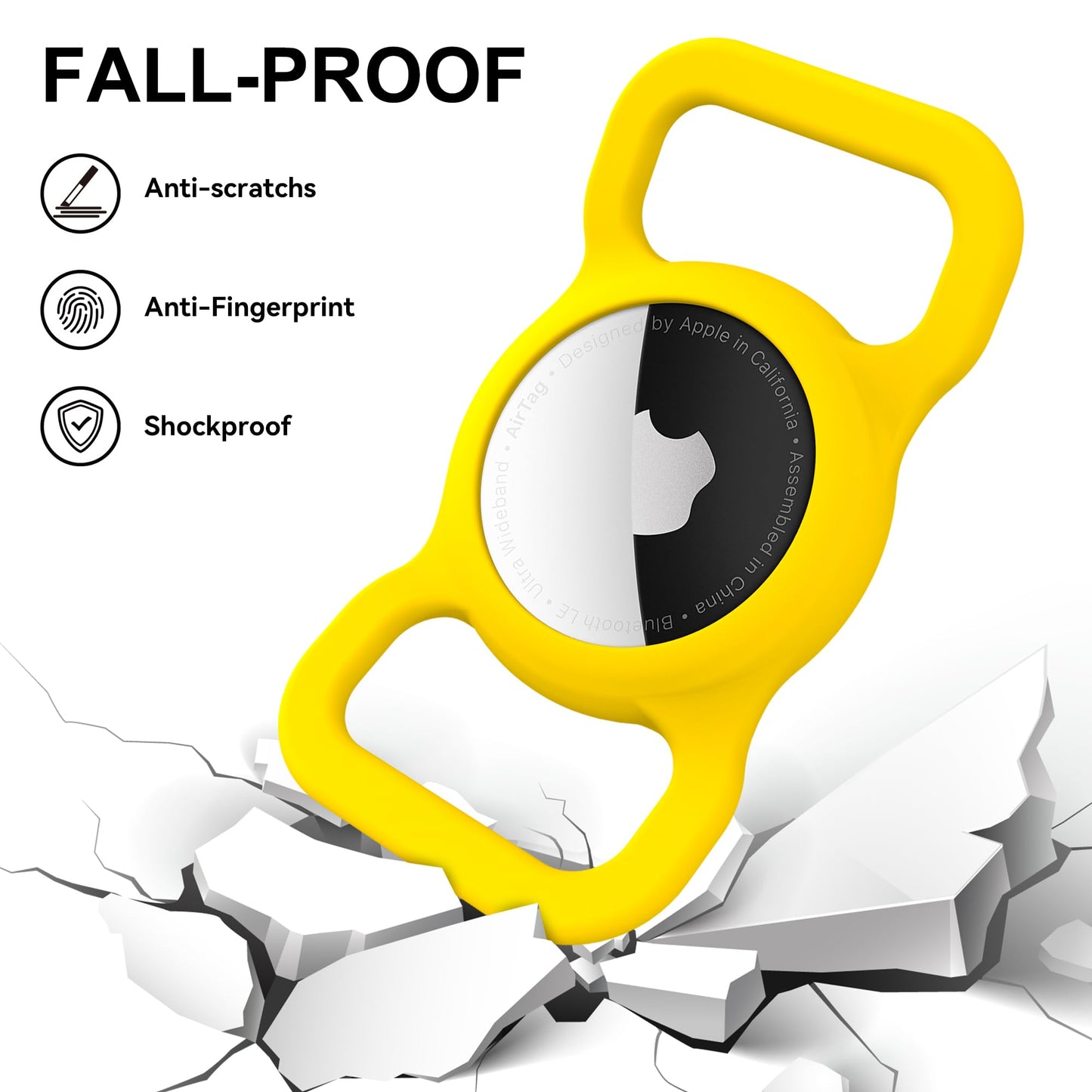 Yellow Dog Collar AirTag Holder – Waterproof & Lightweight