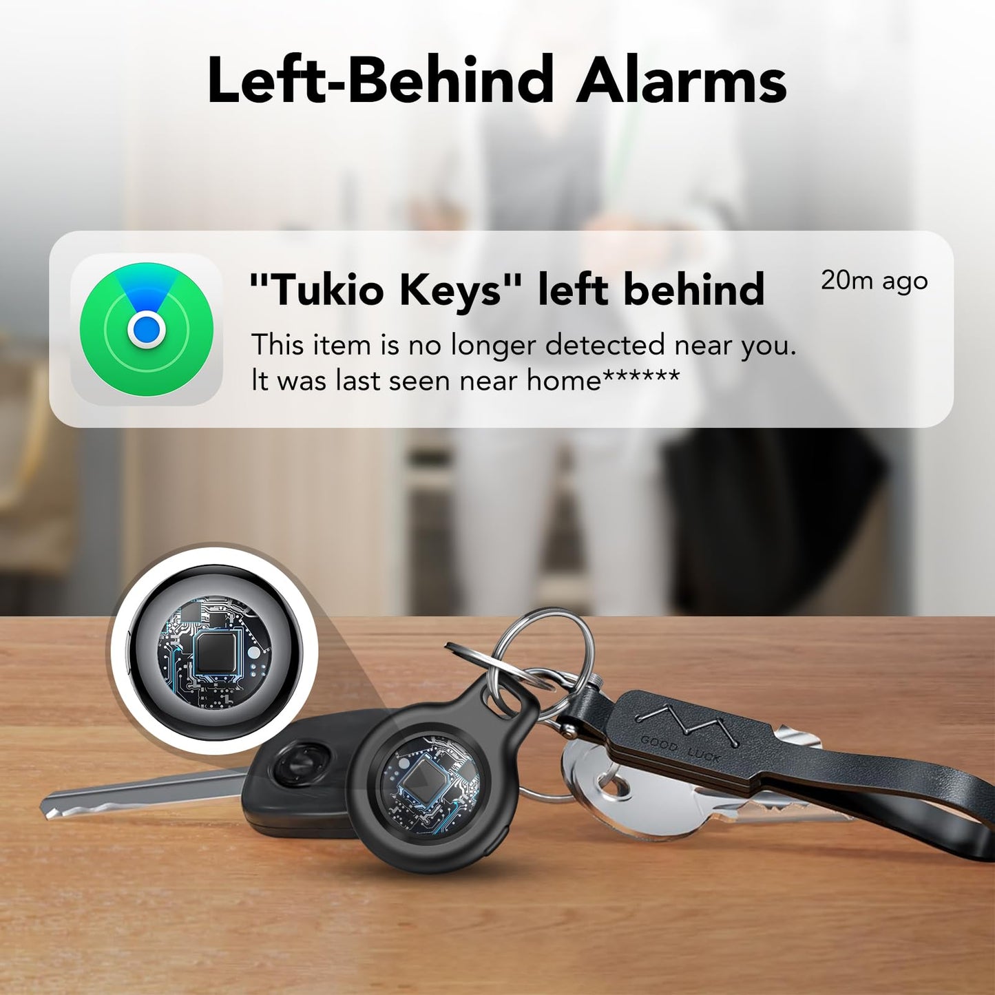Tag Bluetooth Item Finder-4 Pack, Compatible with Apple Find My APP (iOS Only), 100dB Beep, Smart Tag Replaceable Battery, air tag and Locator for Keys/Luggage/Bags/Wallets etc., Black