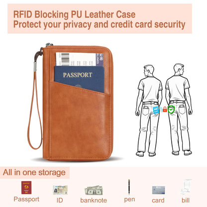 Brown RFID Passport & Travel Wallet