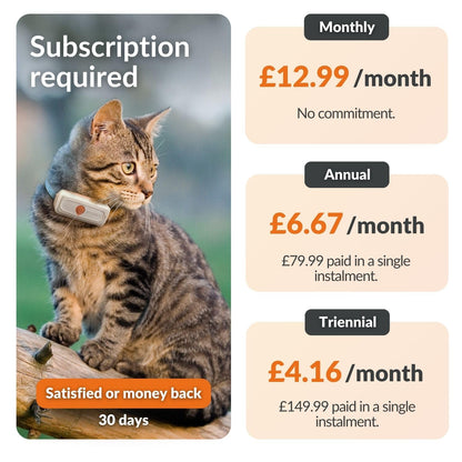 Weenect Cat XS – Mini GPS Tracker with Collar (Subscription Required)