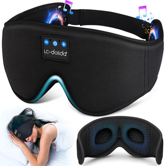 Bluetooth Sleep Mask Headphones 200% Blackout 3D Deep Eye Mask with Headphones BluetoothV5.4 Can Play 15Hrs Breathable Eye mask with Bluetooth Earphones for Travel,Nap Sleeping,Shift Work