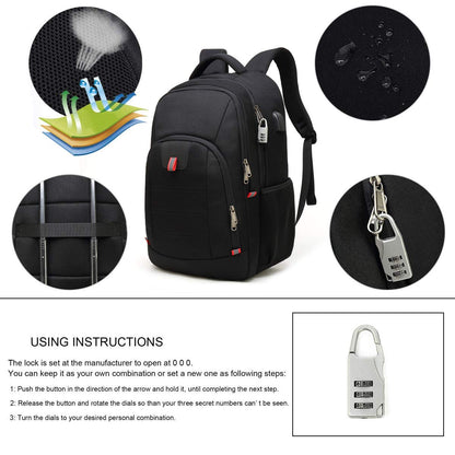 Laptop Backpack, Extra Large Anti-Theft Business Travel Laptop Backpack Bag with USB Charging Port, Fit 17 Inch Laptop, Black