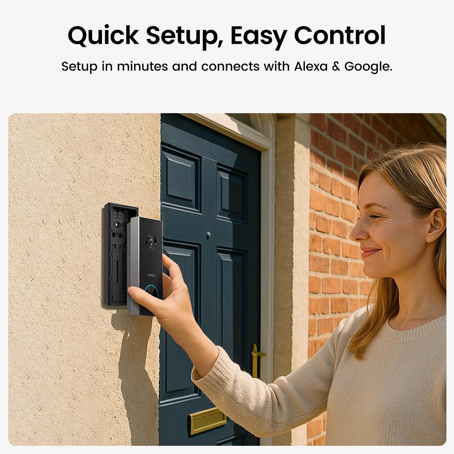 Wireless 2K Video Doorbell – Battery, Wi-Fi, Alexa Ready