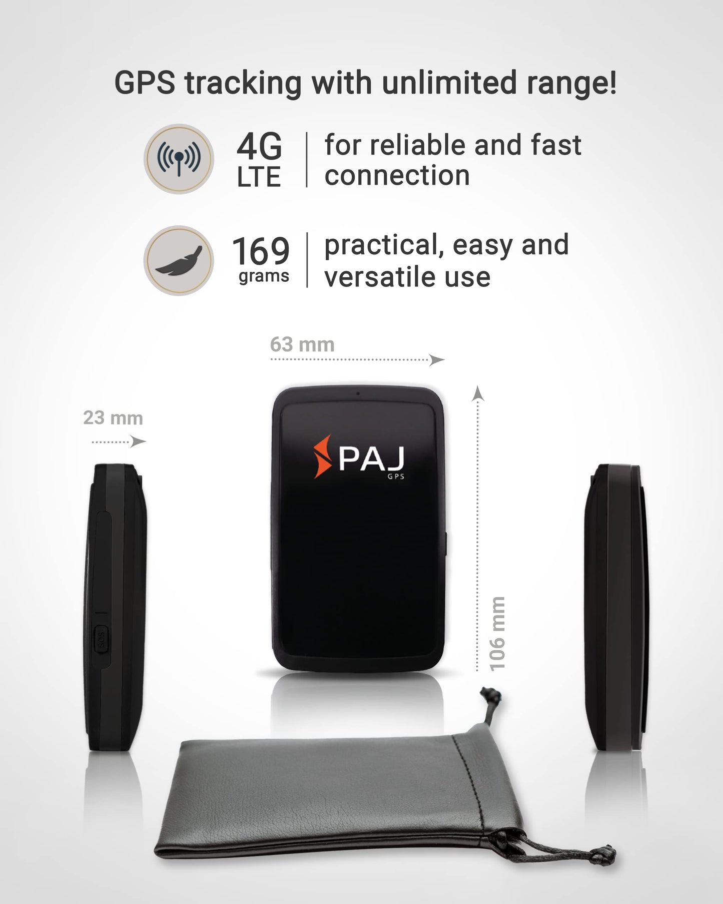 PAJ ALLROUND 4G GPS Tracker – Real-Time, SOS, 40-Day Battery