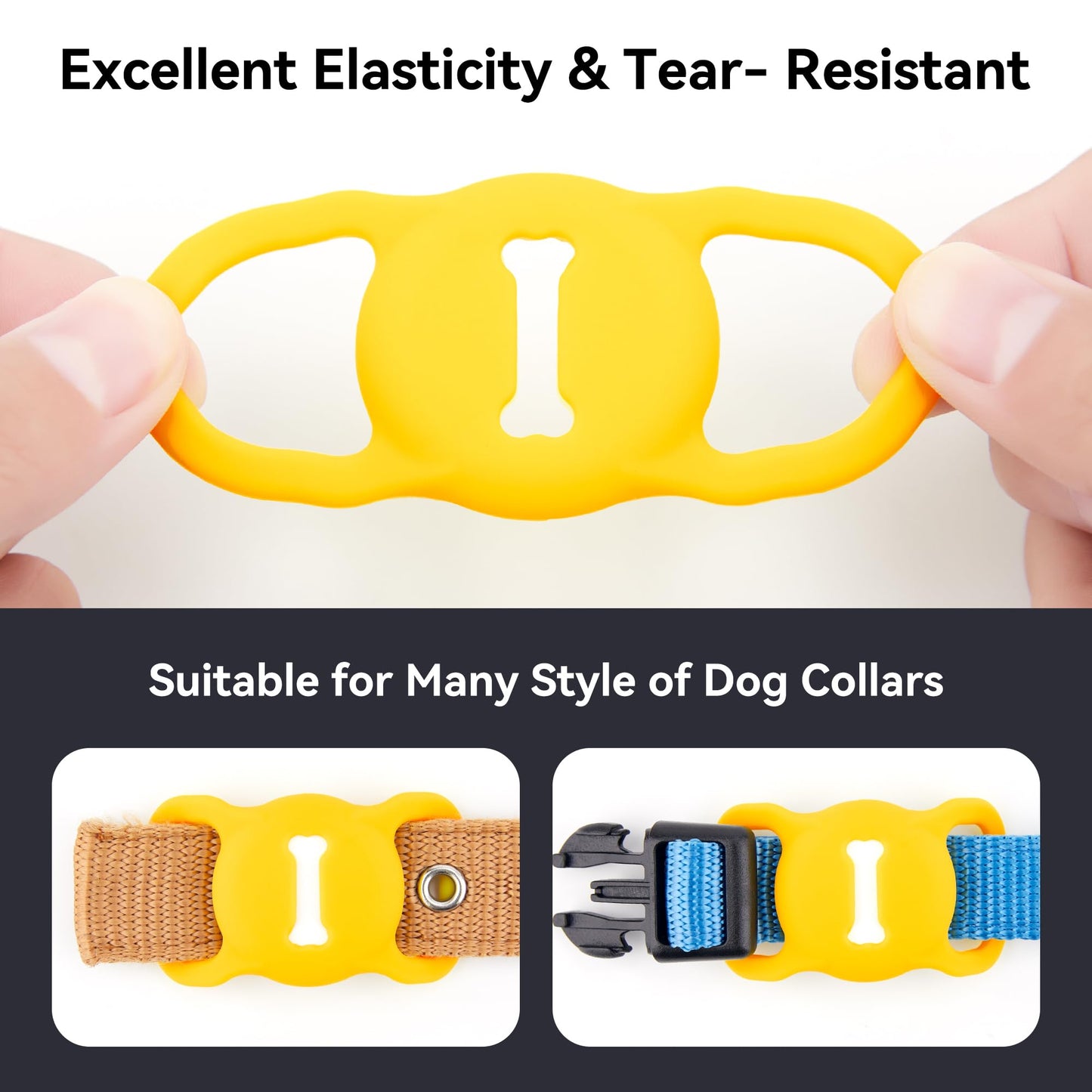 Yellow Dog Collar AirTag Holder – Waterproof & Lightweight