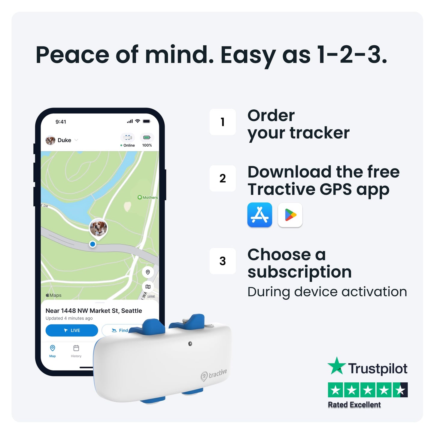 Tractive GPS Dog Tracker – Real-Time Location, Health Alerts