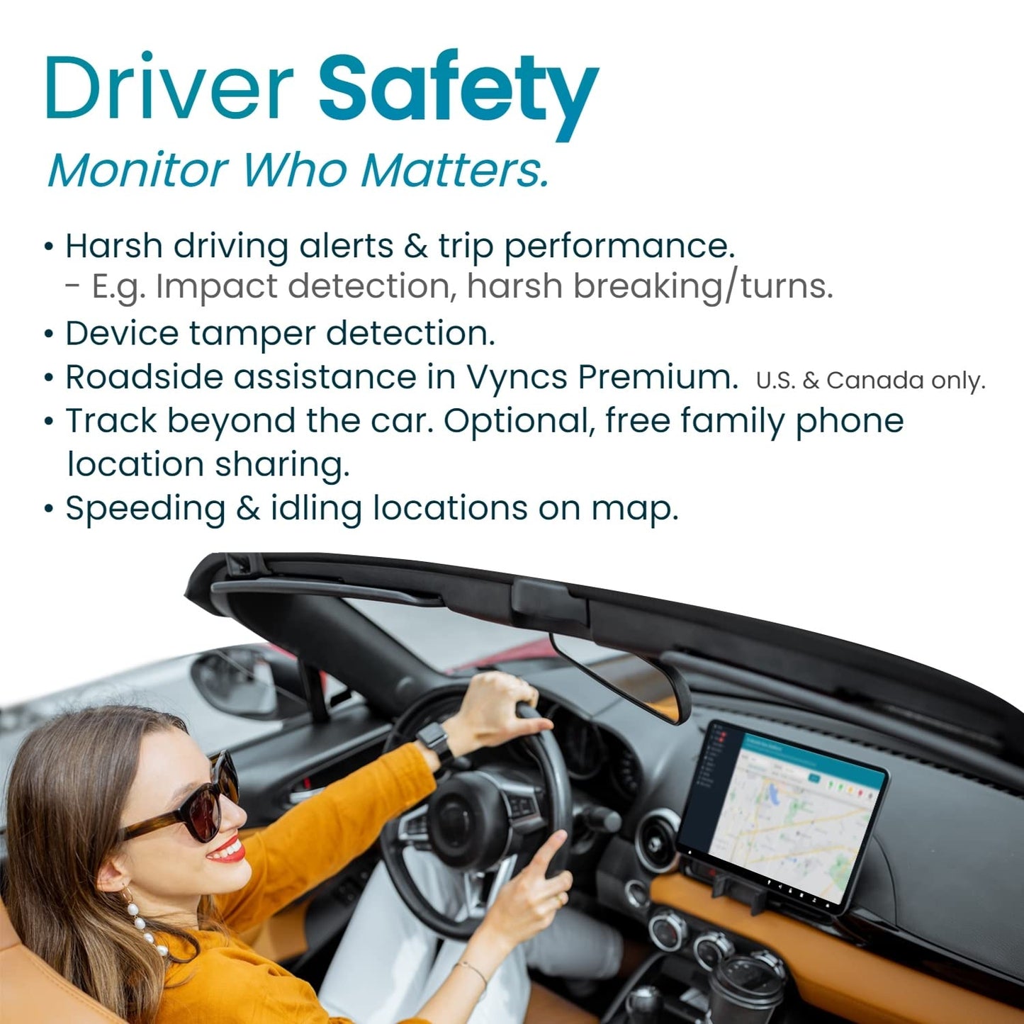 GPS Tracker for Vehicles, [No Monthly Fee], 4G LTE, Vehicle Location, Trip History, Driving Alerts, GeoFence, Fuel Economy, OBD Fault Codes, USA-Developed, Family or Fleets
