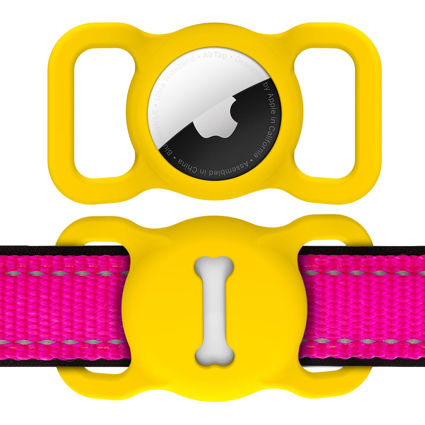 Yellow Dog Collar AirTag Holder – Waterproof & Lightweight