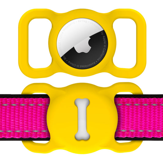 Yellow Dog Collar AirTag Holder – Waterproof & Lightweight