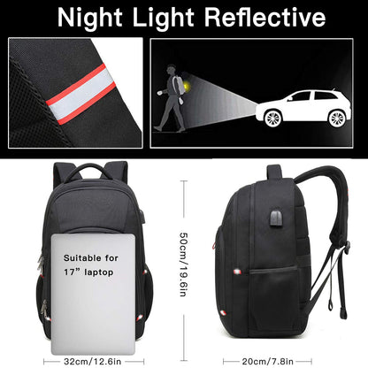 Laptop Backpack, Extra Large Anti-Theft Business Travel Laptop Backpack Bag with USB Charging Port, Fit 17 Inch Laptop, Black