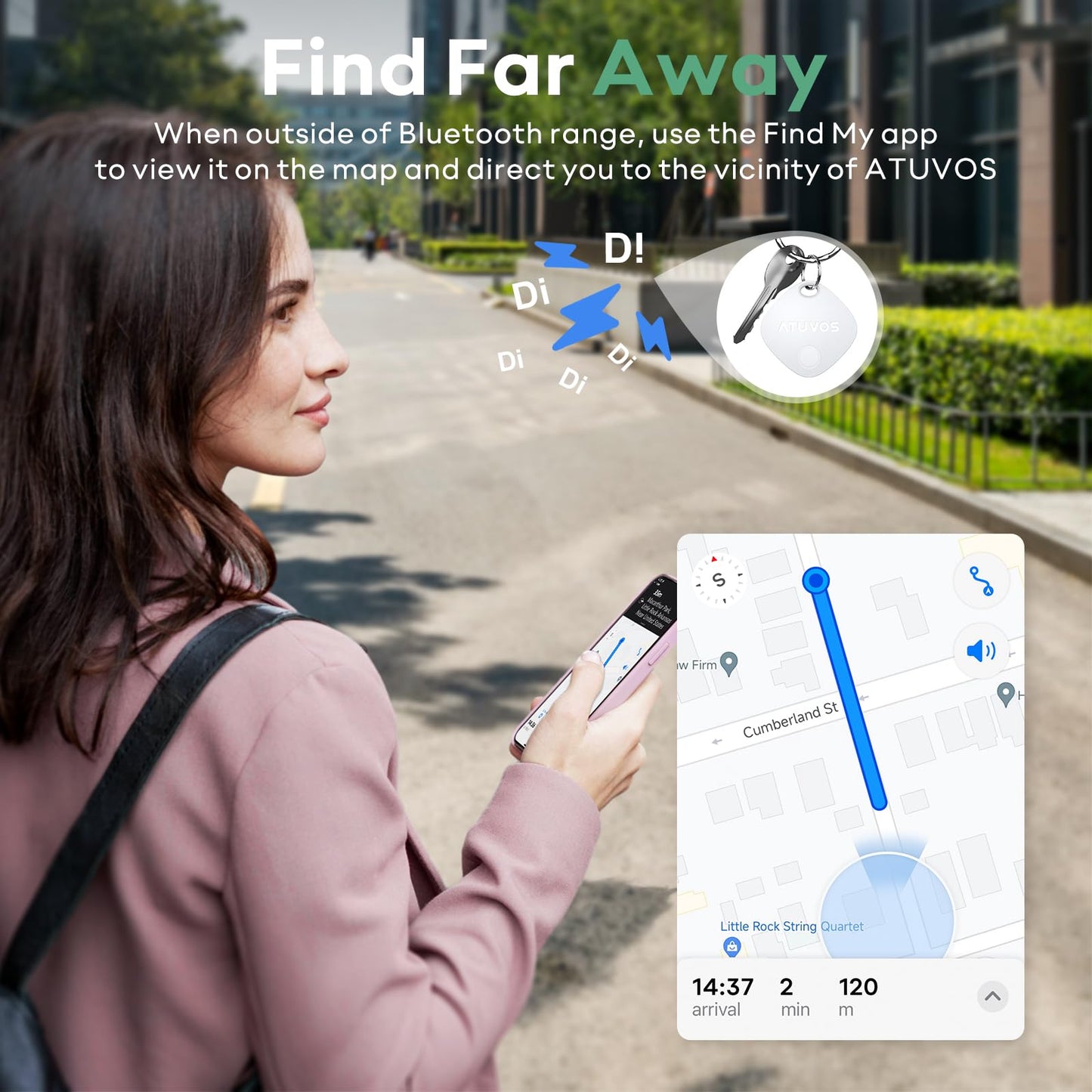 ATUVOS Smart Key Finder – Apple Find My, Waterproof, 1 Pack